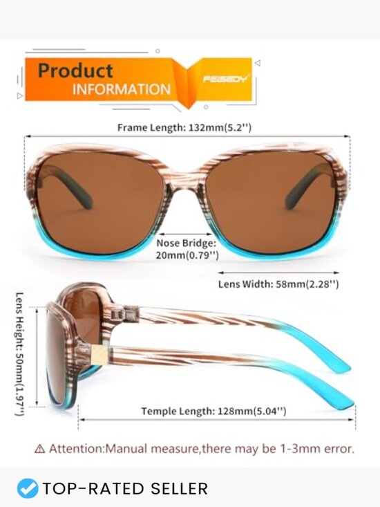 Polarized Square Wraparound Sunglasses Retro Classic UV400 Protection Shade